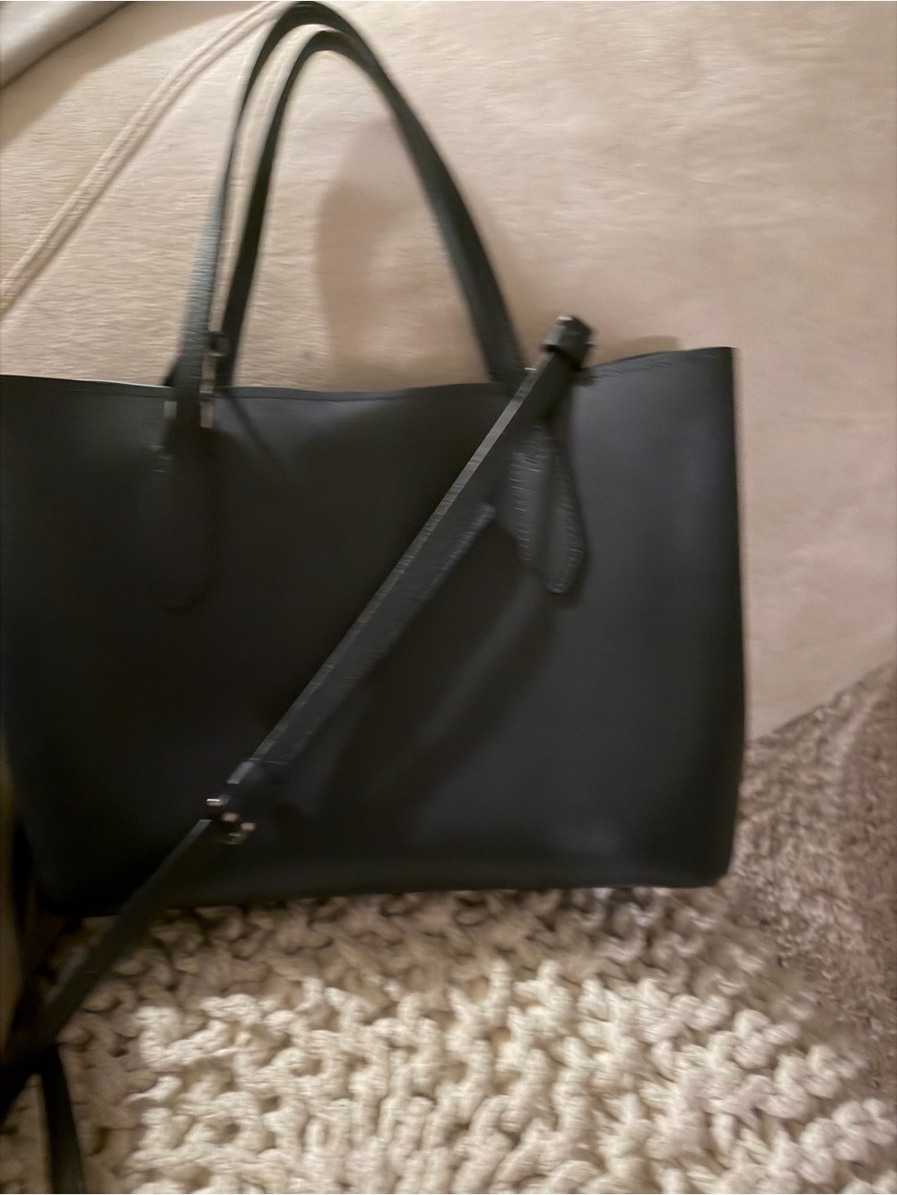 kate spade navy blue Leather Tote with Adjustable Crossbody Strap